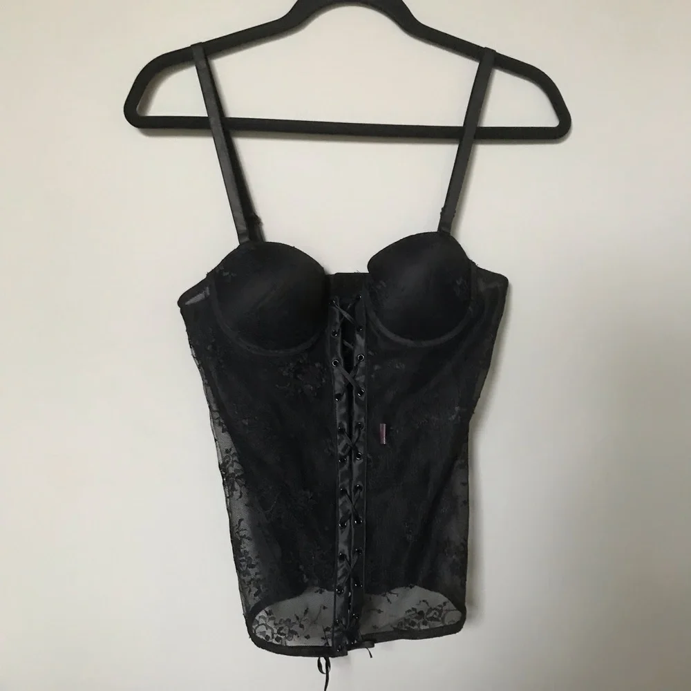 Black lace vintage corset bustier - Picture 3 of 4